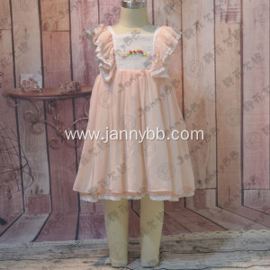 pink chiffon fabric hand embroidery kids dress